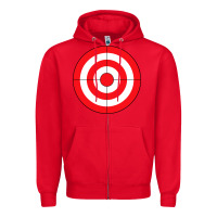 Red bulls eye target lazy diy halloween costume darts shooting t shirt Zipper Hoodie - DesignPulse
