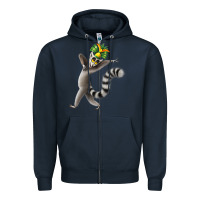 Navy All Hail King Julien Zipper Hoodie - DesignPulse