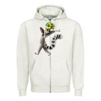 Oatmeal Heather All Hail King Julien Zipper Hoodie - DesignPulse