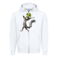 White All Hail King Julien Zipper Hoodie - DesignPulse