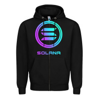 Black solana crypto sol coin blockchain decentralized application long sleev Zipper Hoodie - DesignPulse