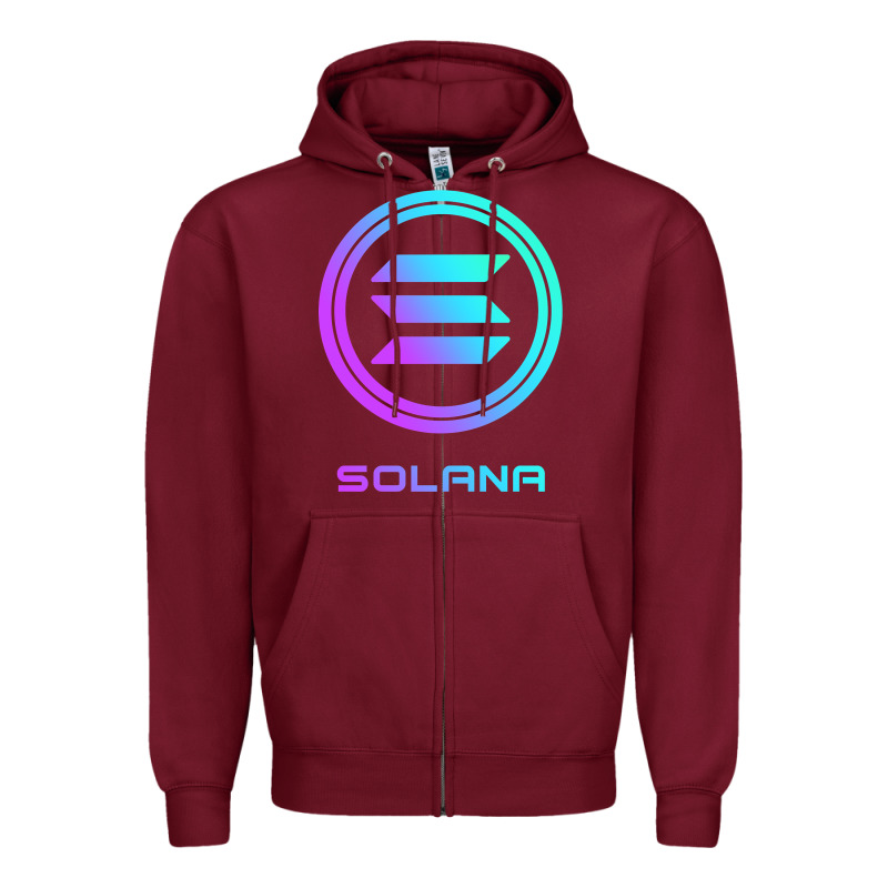 Solana Crypto Sol Coin Blockchain Decentralized Application Long Sleev Zipper Hoodie by DesignPulse | Teevron
