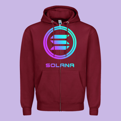 Solana Crypto Sol Coin Blockchain Decentralized Application Long Sleev Zipper Hoodie Designed By Designpulse