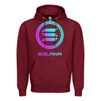 Burgundy solana crypto sol coin blockchain decentralized application long sleev Zipper Hoodie - DesignPulse