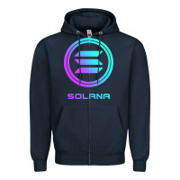Navy solana crypto sol coin blockchain decentralized application long sleev Zipper Hoodie - DesignPulse
