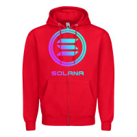 Red solana crypto sol coin blockchain decentralized application long sleev Zipper Hoodie - DesignPulse