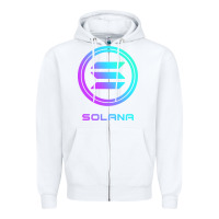 White solana crypto sol coin blockchain decentralized application long sleev Zipper Hoodie - DesignPulse