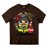 Chocolate Brown truck driver life gnome Heavy Core Tee - BarkalooDesign