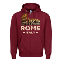 Burgundy Cool Vintage Roma Italia Colosseum Souvenirs, Rome Italy Pullover Hood Zipper Hoodie - DesignPulse