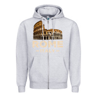 Heather Grey Cool Vintage Roma Italia Colosseum Souvenirs, Rome Italy Pullover Hood Zipper Hoodie - DesignPulse