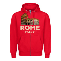 Red Cool Vintage Roma Italia Colosseum Souvenirs, Rome Italy Pullover Hood Zipper Hoodie - DesignPulse