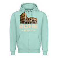 Seafoam Cool Vintage Roma Italia Colosseum Souvenirs, Rome Italy Pullover Hood Zipper Hoodie - DesignPulse