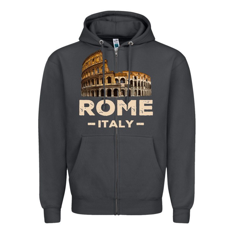 Cool Vintage Roma Italia Colosseum Souvenirs, Rome Italy Pullover Hood Zipper Hoodie by DesignPulse | Teevron