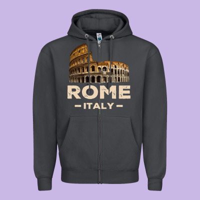 Cool Vintage Roma Italia Colosseum Souvenirs, Rome Italy Pullover Hood Zipper Hoodie Designed By Designpulse