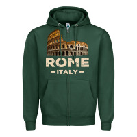 Sports Green Cool Vintage Roma Italia Colosseum Souvenirs, Rome Italy Pullover Hood Zipper Hoodie - DesignPulse