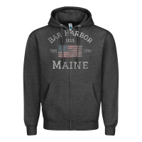 Bar Harbor Maine Usa American Flag Established Me Vintage Zipper Hoodie | Teevron