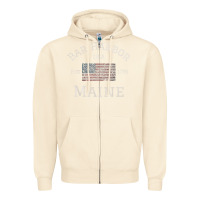 Sandshell Bar Harbor Maine USA American Flag Established ME Vintage Zipper Hoodie - PixelWave