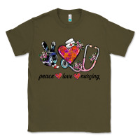 Army Green peace love nursing Classic Tee - SublimationCraftShop