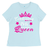 Baby Blue Celebrating With the 18th Birthday Queen Ladies Tee - Bettercallsaul