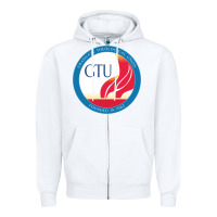 White graduate, theological, education (GTU) Zipper Hoodie - PixelWave