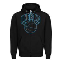 Black bing bong vintage distressed Zipper Hoodie - PixelWave