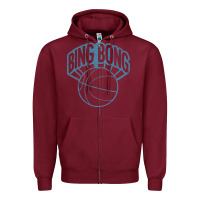Burgundy bing bong vintage distressed Zipper Hoodie - PixelWave