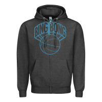 Charcoal Heather bing bong vintage distressed Zipper Hoodie - PixelWave