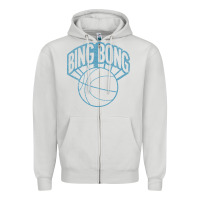 Dove Grey bing bong vintage distressed Zipper Hoodie - PixelWave