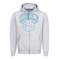 Heather Grey bing bong vintage distressed Zipper Hoodie - PixelWave