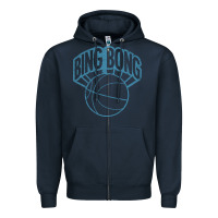 Navy bing bong vintage distressed Zipper Hoodie - PixelWave