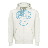 Oatmeal Heather bing bong vintage distressed Zipper Hoodie - PixelWave