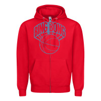 Red bing bong vintage distressed Zipper Hoodie - PixelWave