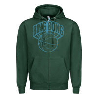 Sports Green bing bong vintage distressed Zipper Hoodie - PixelWave