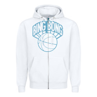 White bing bong vintage distressed Zipper Hoodie - PixelWave