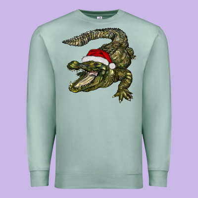Christmas Alligator Premium Sweatshirt Designed By Barkaloodesign