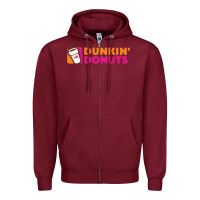 Burgundy Dunkin'donuts Zipper Hoodie - PixelWave