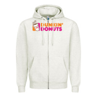 Oatmeal Heather Dunkin'donuts Zipper Hoodie - PixelWave