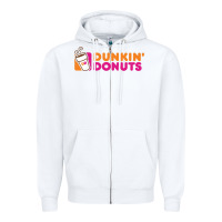 White Dunkin'donuts Zipper Hoodie - PixelWave