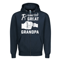 Navy Promoted to Great Grandpa Zipper Hoodie - PixelWave