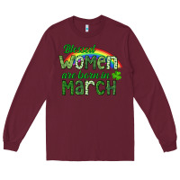 Burgundy Blessed women are born in March Long Sleeve Tee - CowGirlArtShop