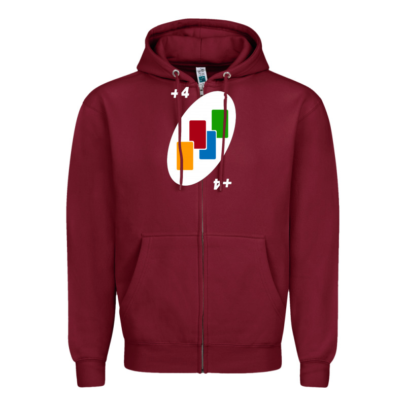 Uno Card Game Draw Four Zipper Hoodie by PixelWave | Teevron