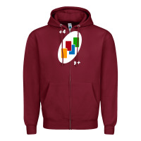 Burgundy Uno Card Game Draw Four Zipper Hoodie - PixelWave