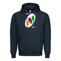 Navy Uno Card Game Draw Four Zipper Hoodie - PixelWave