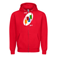 Red Uno Card Game Draw Four Zipper Hoodie - PixelWave