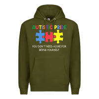 Army Green Autistic Pride Autism Awareness Premium Hoodie - CowhideDigitalArt
