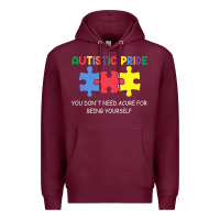 Burgundy Autistic Pride Autism Awareness Premium Hoodie - CowhideDigitalArt