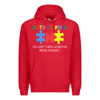 Red Autistic Pride Autism Awareness Premium Hoodie - CowhideDigitalArt