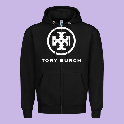 White Burch Tory Zipper Hoodie Designed By Pixelwave