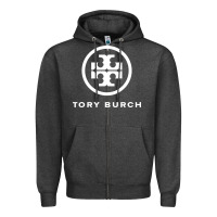 Charcoal Heather white burch tory Zipper Hoodie - PixelWave