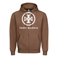 Chestnut white burch tory Zipper Hoodie - PixelWave